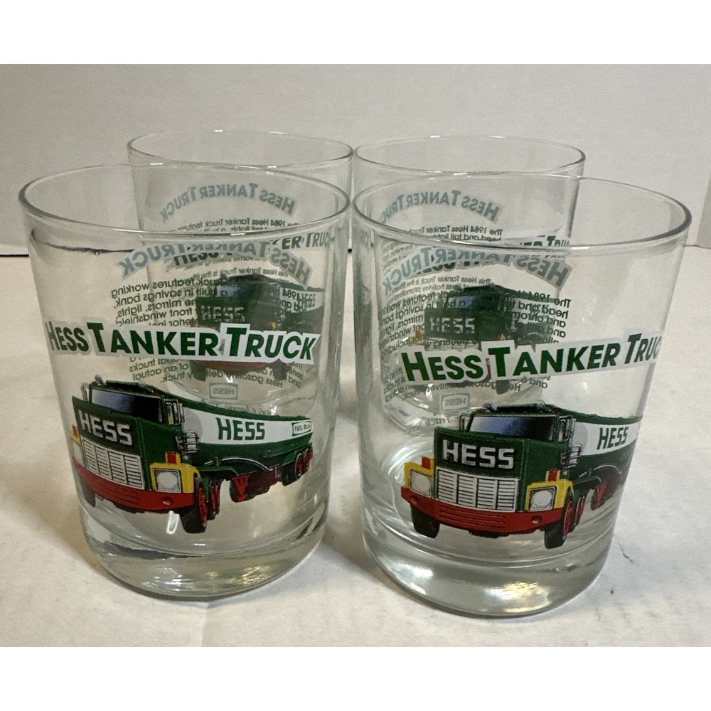 Set Of 4 HESS TOY TRUCK GLASSES Collector's Series